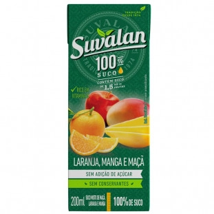 Suco 100% mix laranja/manga/maçã Suvalan 27x200ml