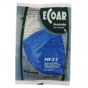 Máscara de proteção PFF2-S azul sem válvula Ecoar