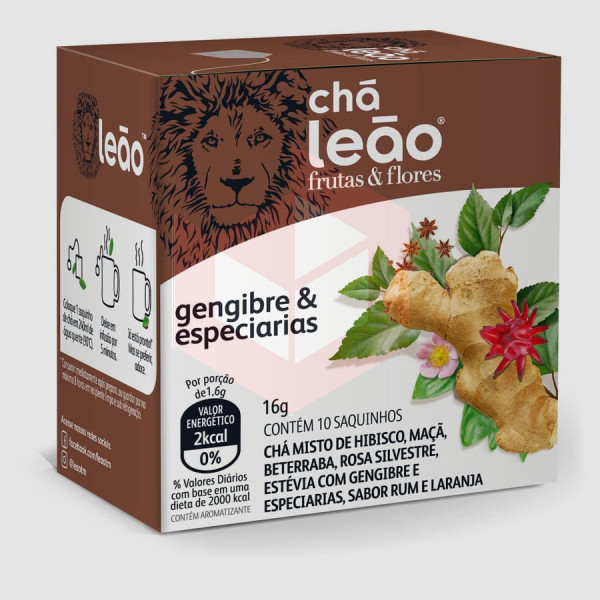 Chá de gengibre especiarias envelopado Leão 10x1.6g