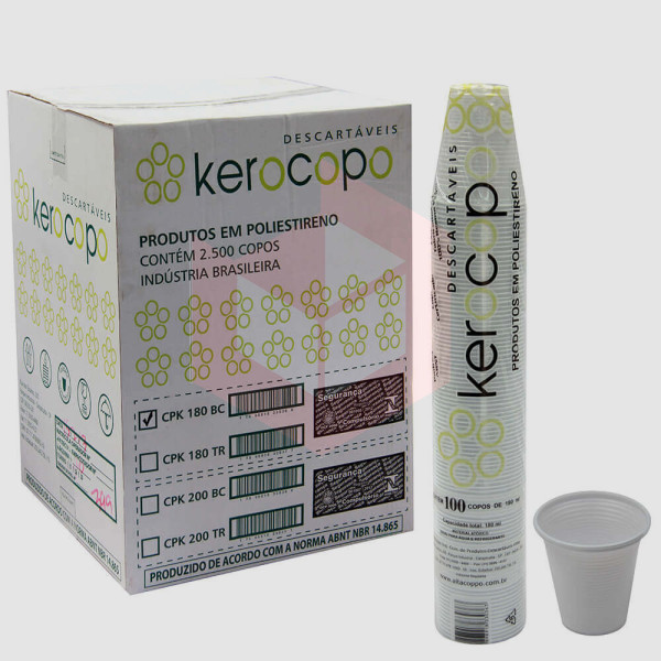 Copo Kerocopo PS branco 180ml 25x100un
