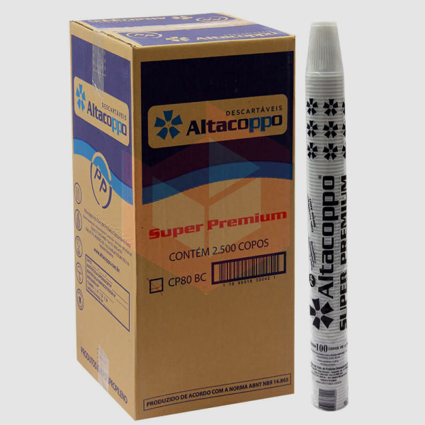 Copo Altacoppo PP branco 80ml 25x100un