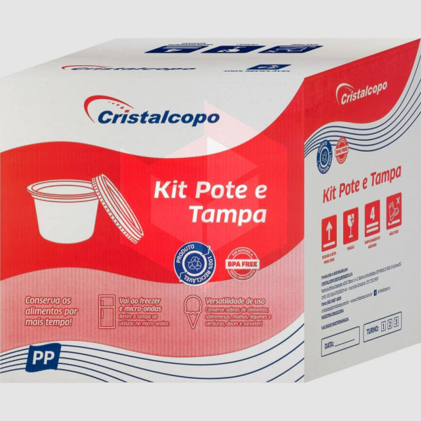 Pote Cristalcopo pp com tampa KP750ml 10x25un