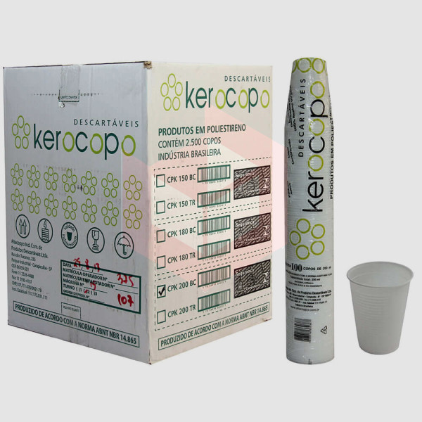 Copo Kerocopo PS branco 200ml 25x100un