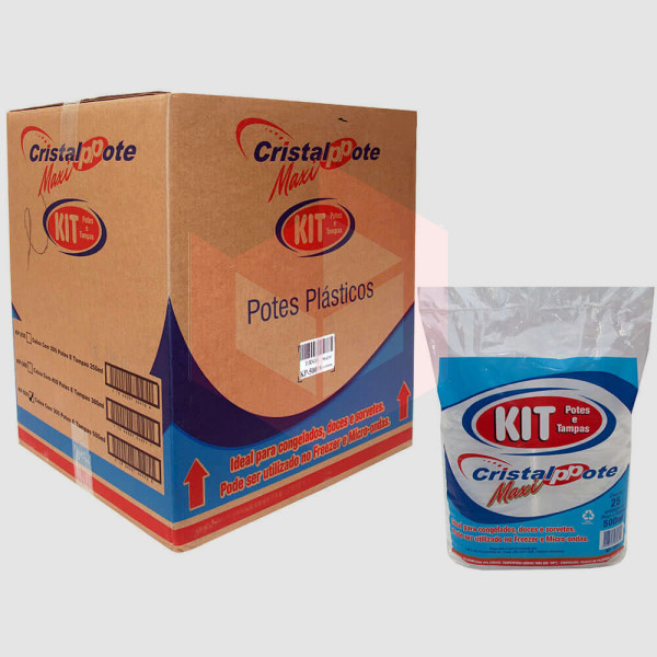 Pote redondo com tampa KP500ml Cristalcopo 12x25un