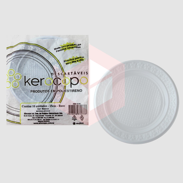 Prato Kerocopo branco 15cm raso c/10un