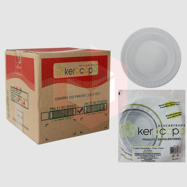 Prato Kerocopo branco 21cm fundo 25x10un