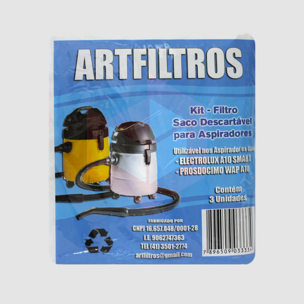 Saco para aspirador Artfiltros A-10 c/3un