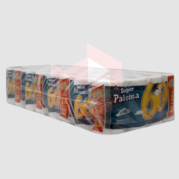 Papel higienico Paloma Super folha simples 4pcx16rlx60m