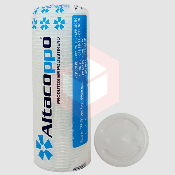 Tampa com furo Altacoppos transparente TPF301 c/50un