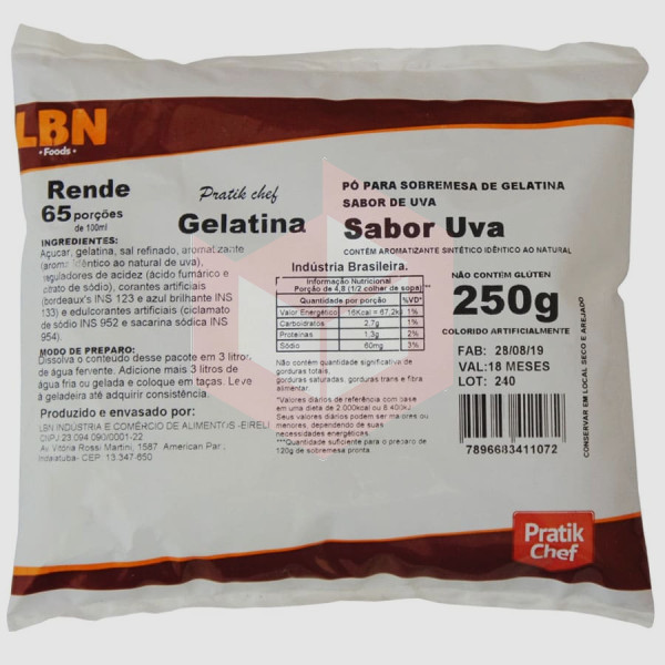 Gelatina de uva Pratik Chef 250g