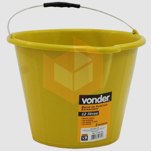 Balde plástico extra forte amarelo Vonder 12l