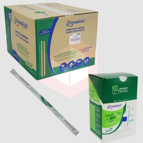 Canudo bio garrafa Straw 817 rígido 24cmx5mm 6x500un