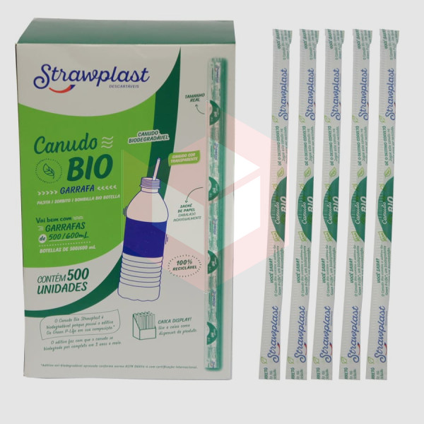 Canudo bio garrafa Straw 817 rígido 24cmx5mm c/500un