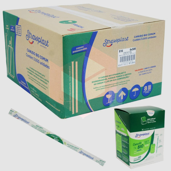 Canudo bio comum Straw 816 rígido 19.5cmx5mm 6x500un