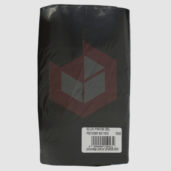 Saco para lixo 200l preto 8m 90x110 Prapeso c/100un 