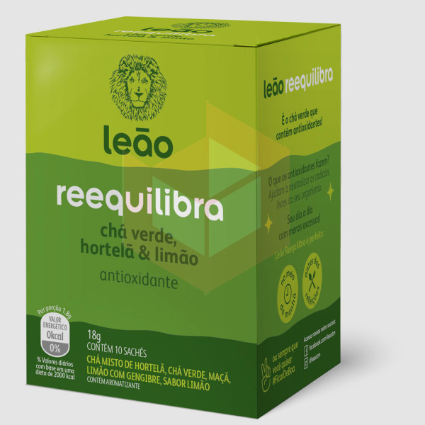 Cha verde hortela e limao reequilibra Leao 10x1.8g