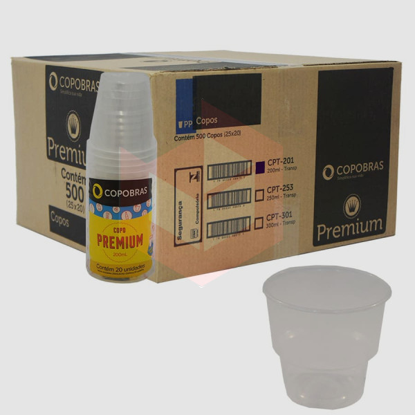 Copo Copobras premium PP CPT201 200ml 25x20un 
