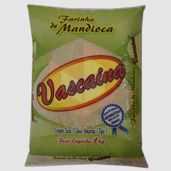 Farinha de mandioca torrada Vascaina 1kg pacote verde