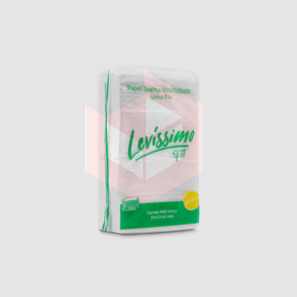 Papel toalha levíssimo Fit branco 20x20cm c/800un