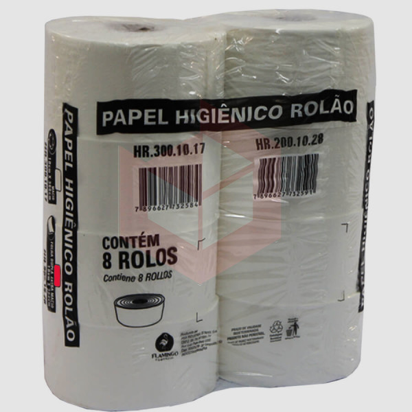 Papel higiênico Flamingo rolão folha dupla 8x200m HR-200.10.28