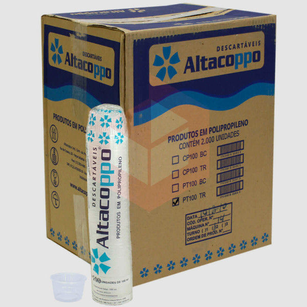 Pote Altacoppo transparente PT100 100ml 20x100un