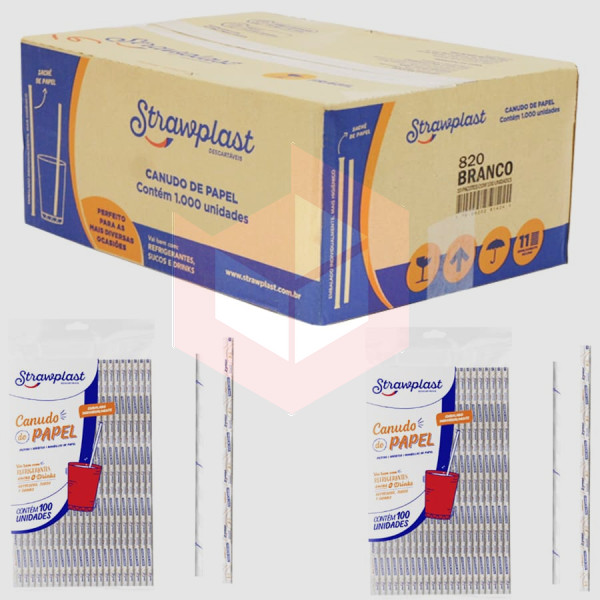 Canudo de papel Straw 820 sachê papel 10x100un