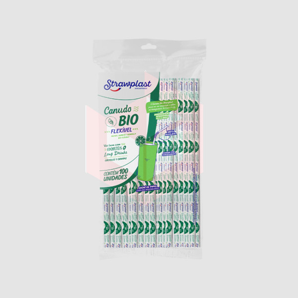 Canudo bio flexível Straw 872 sachê papel c/100un