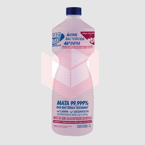 Alcool perfumado cereja com avela 46 INPM Bac Safe 1l