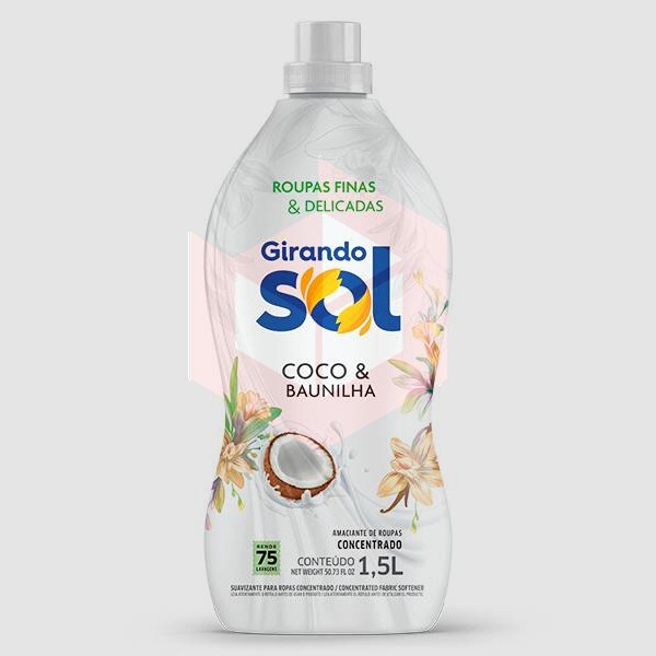 Amaciante para roupas concentrado coco e baunilha Girando Sol 1.5l