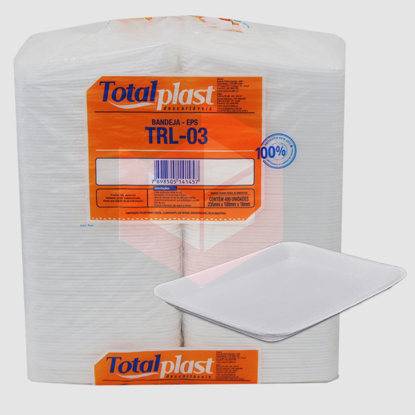 Bandeja de isopor TRL-03 23x18cm Totalplast c/400un