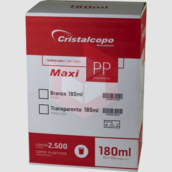 Copo Cristalcopo Maxi PP branco 180ml 25x100un