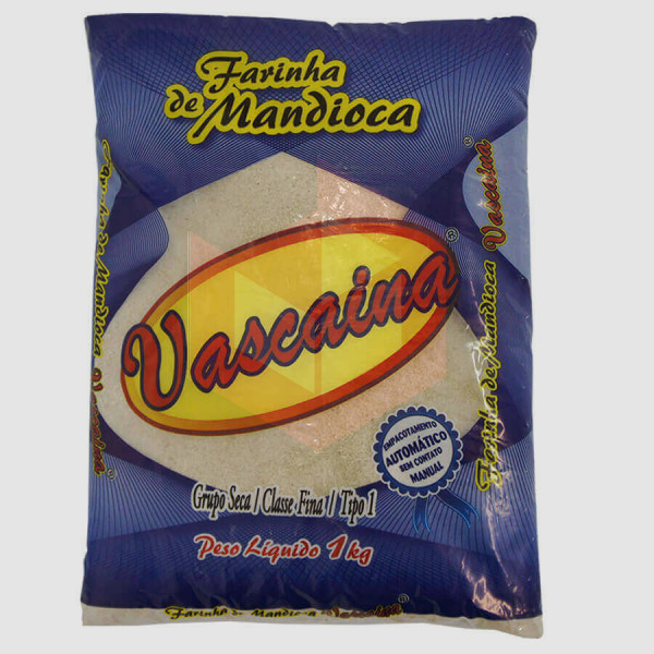 Farinha de mandioca branca Vascaina 1kg pacote azul
