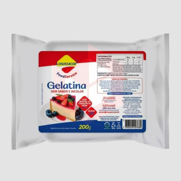 Gelatina sem sabor incolor Lowçucar 200g