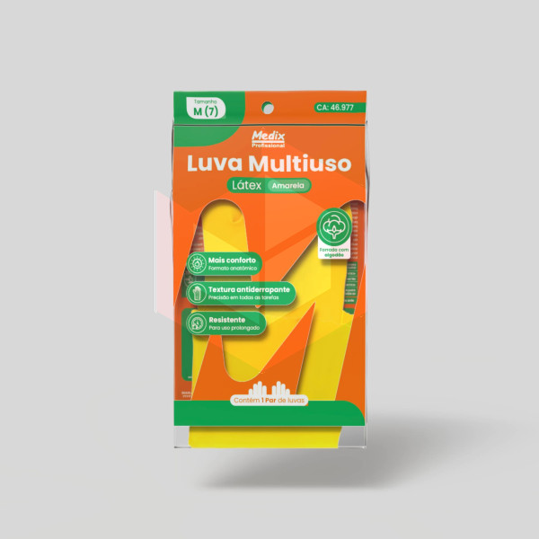Luva amarela grande Medix