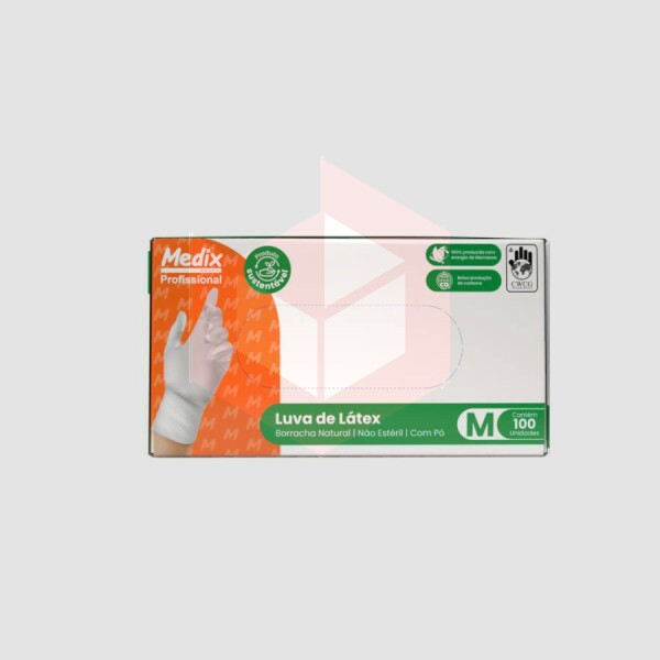 Luva latex com po media Medix c/100un 