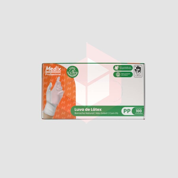 Luva latex com po pp Medix c/100un 
