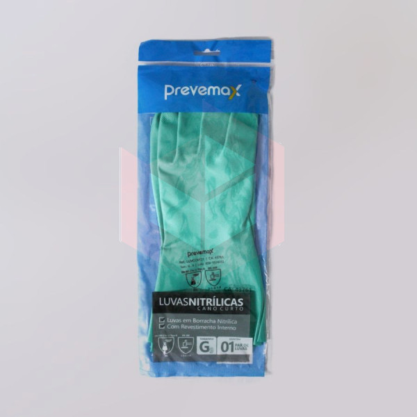 Luva verde nitrilica grande com forro Prevemax