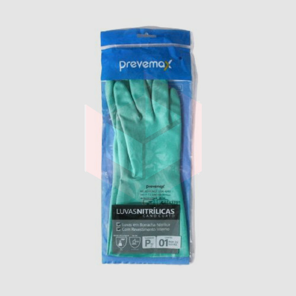 Luva verde nitrilica pequena com forro Prevemax