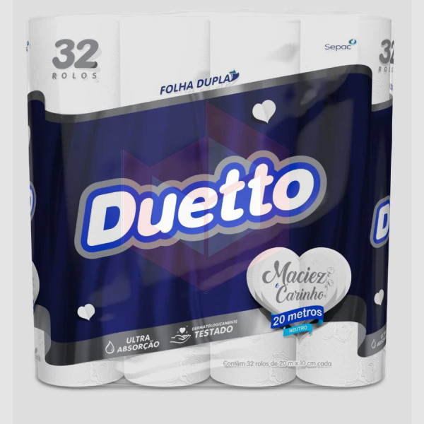 Papel higienico Duetto folha dupla 32rlx20m