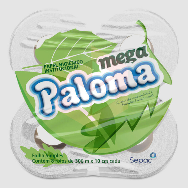 Papel higiênico Paloma Mega ECO rolão folha simples 8x300m