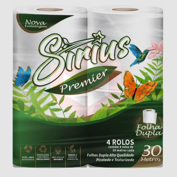 Papel higiênico Sirius Premier folha dupla 4x30m 