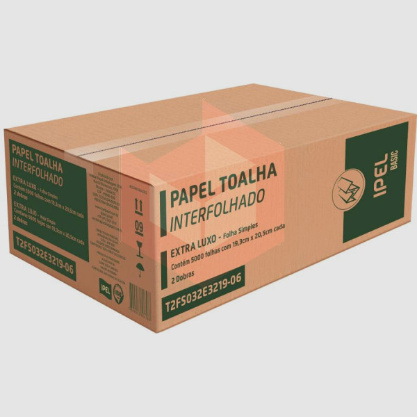 Papel toalha Ipel Basic 19.3x20.5cm c/5000un T2FS032E321906