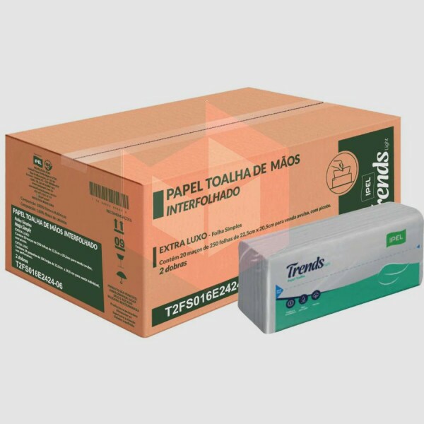 Papel toalha IPEL light 22.5x20.5cm 2D c/5000un T2FS016E2424