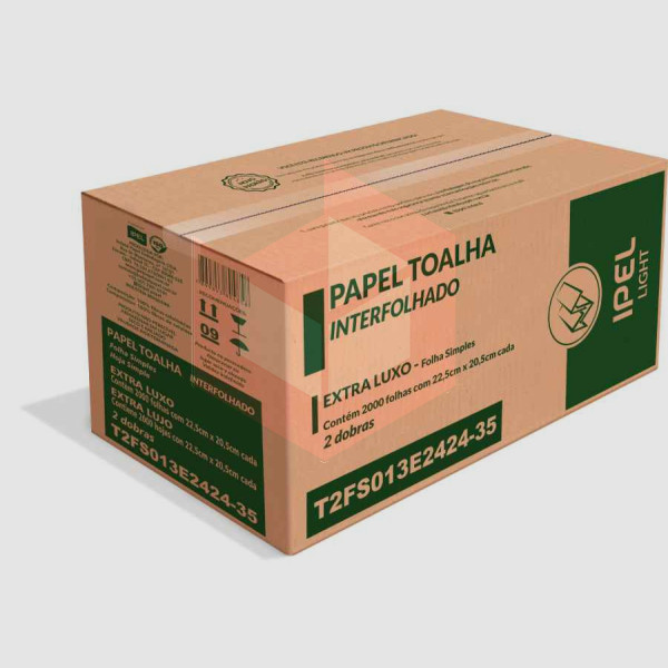 Papel toalha Ipel Light 2d 22.5x20.5cm c/2000un T2FS013E2424-35 