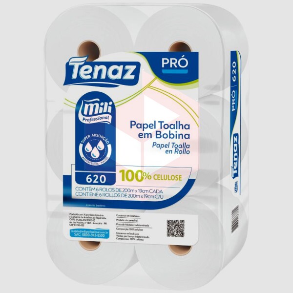 Papel toalha Mili Pro Tenaz 6x19x200m r-620