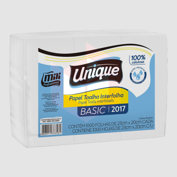 Papel toalha Mili Unique Basic 2d 23x20cm c/1000un R-2017