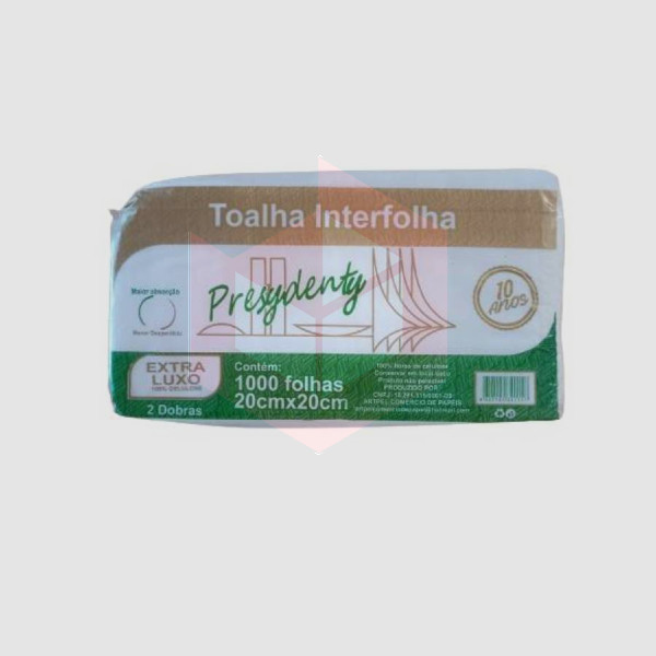 Papel toalha Presidenty 2d extra luxo 20x20cm c/1000un