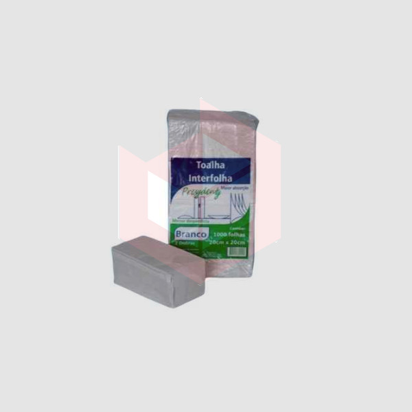 Papel toalha Presydenty branco 2 2d 20x20cm c/1000un