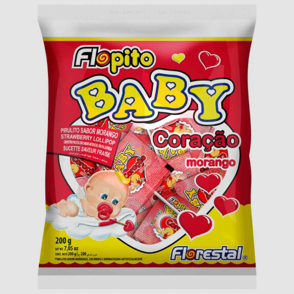 Pirulito de morango coração Baby Florestal 200g