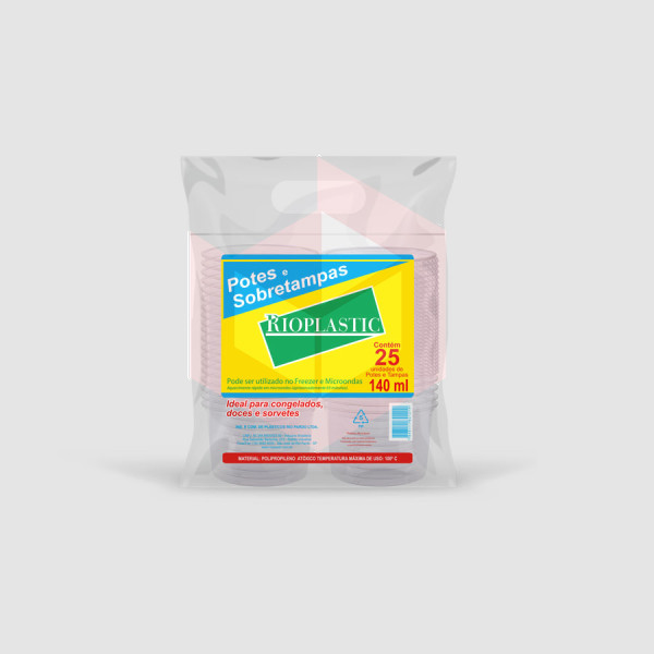 Pote redondo com tampa 140ml Rioplastic c/25un